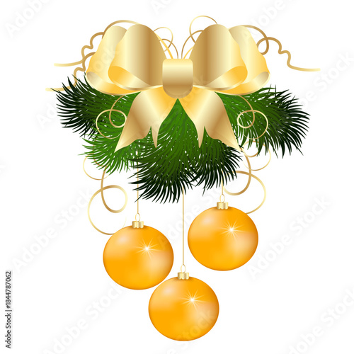 yellow toys, balls, golden bow, and branches