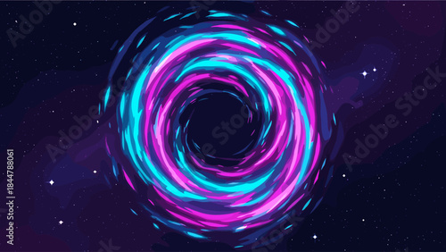 Neon vortex in cosmic space with swirling light trails