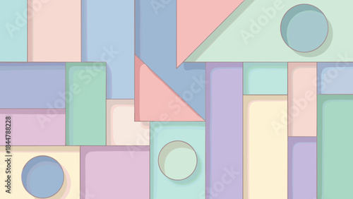 Geometric pastel pattern: colorful shapes in soft tones for modern design