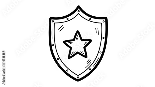 Shield and Star Emblem: A minimalist and elegant shield emblem is depicted.