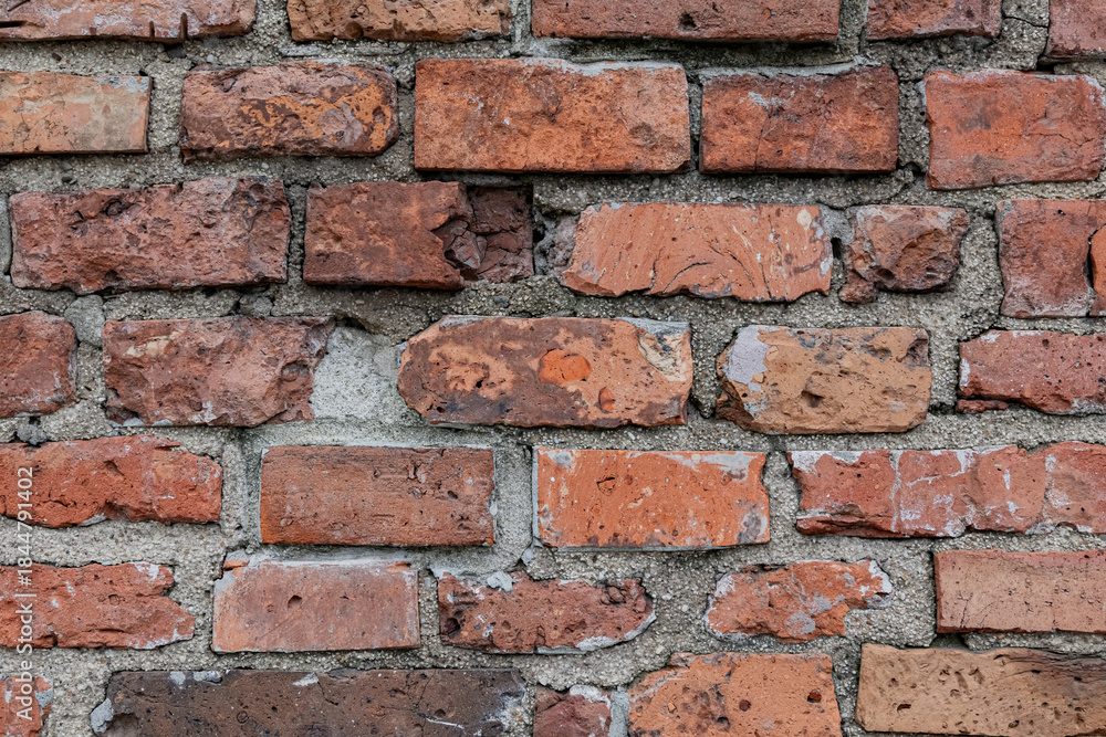 Obraz premium red brick background closeup