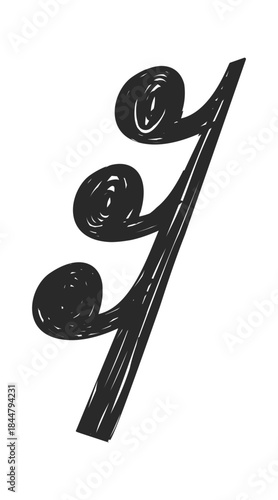 Music pause hand drawn symbol