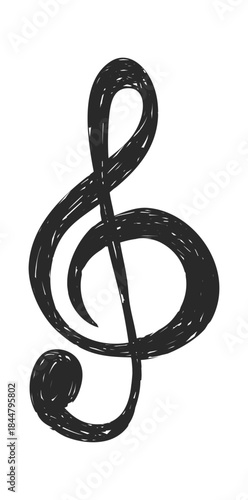 Treble clef musical doodle symbol