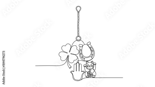 Cute St. Patrick's Day Hanging Ornament with Clover, Cat and Stop Sign