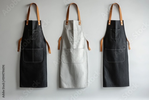 Mockup of blank aprons in minimal style on a clean background for design purposes