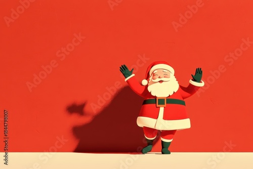 Santa Claus delivers presents with joy in a minimal graphic layout during the holiday season