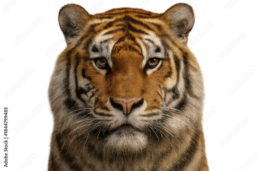 Obraz premium Tiger head closeup, portrait on a transparent background for projects