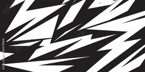 Abstract black and white background with spikes and zigzag line pattern