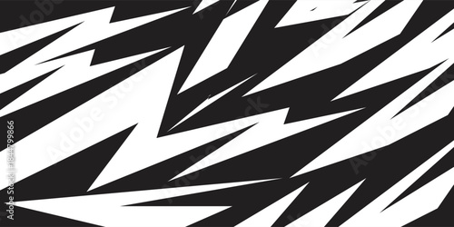 Abstract black and white background with spikes and zigzag line pattern