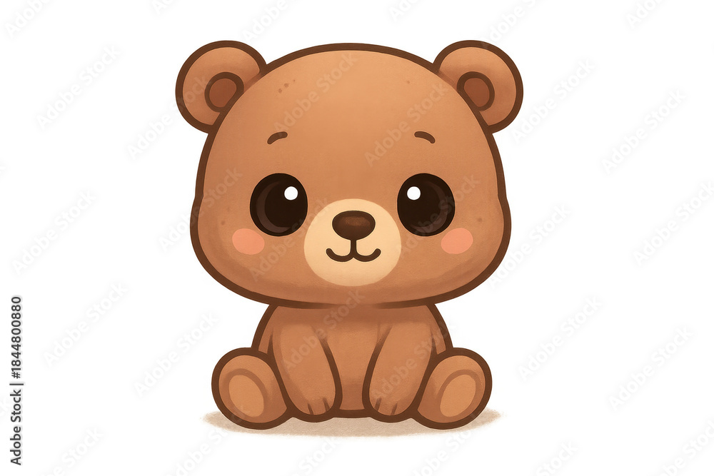 Fototapeta premium Cute cartoon bear illustration on transparent background artwork.