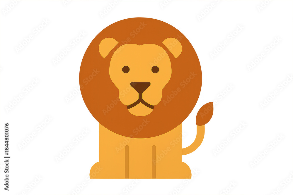 Obraz premium Cute flat lion vector graphic with transparent background illustration