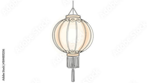Elegant traditional paper lantern illustration with delicate details and soft lighting for