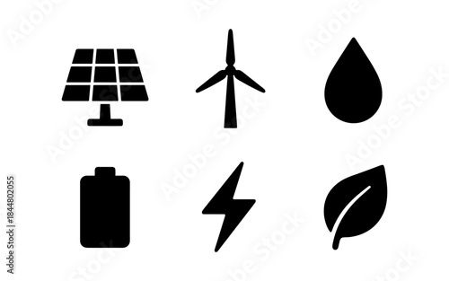 Clean energy icons representing sustainability and renewable resources