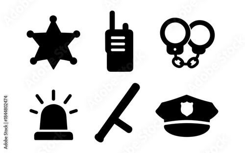Police and Law Enforcement Icons in Black and White