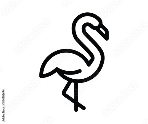 Simple Line Drawing of a Flamingo Bird in Minimalist Style