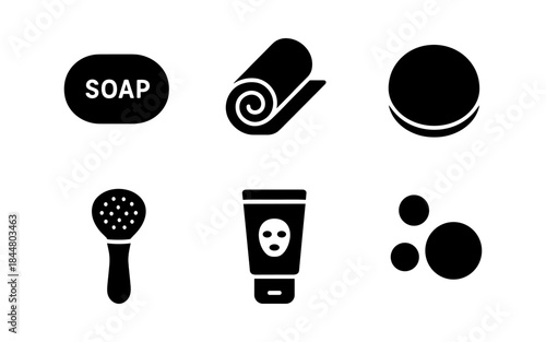 Black and white spa icons for beauty and wellness treatments