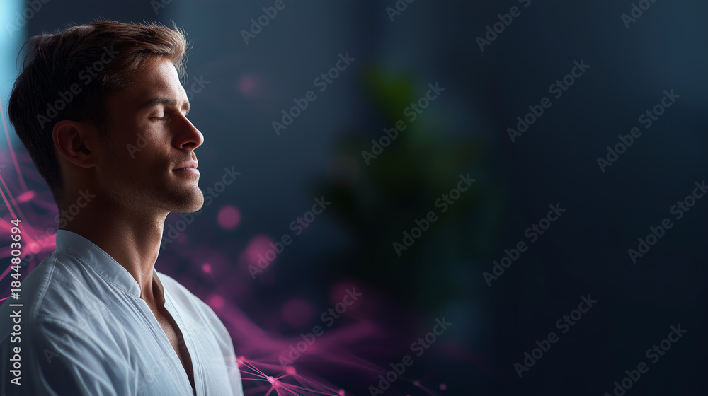 Naklejka premium Stress management workshop banner with generous copy space heavily defocused background mental wellness techniques illustration effective stress reduction strategies healthy