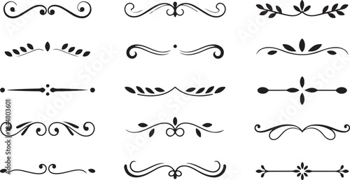 Selection of Black Ornate Dividers and Decorative Flourishes