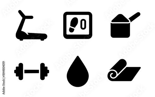 Fitness and exercise icons in a simple, modern, minimalist style