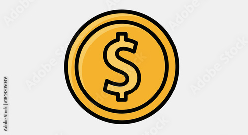 Financial Growth and Wealth Symbolized by a Gold Coin with Dollar Sign