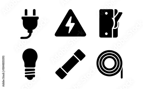 Electrical components and symbols in a simple, minimalist design
