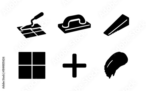 Construction tools and materials in a simple, minimalist, flat design style