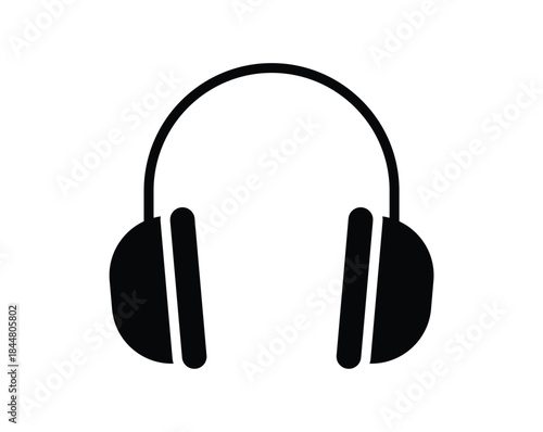 Minimalist Black Headphones Icon for Music and Sound Design Projects