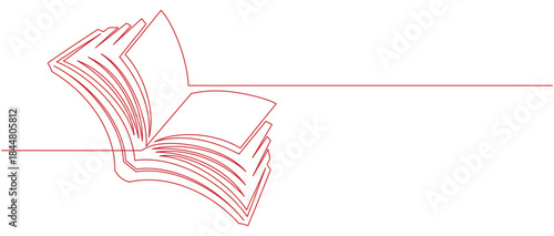 vector illustration of a open book with red line art style