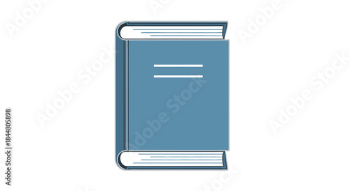 illustration of a closed blue hardcover book with simple design on white background