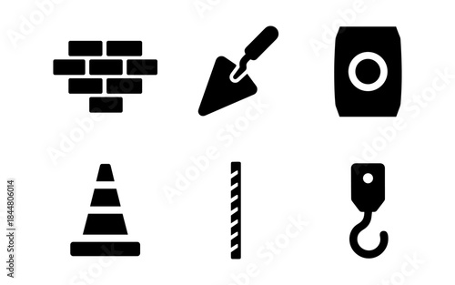 Construction icons in black and white, perfect for design and web use