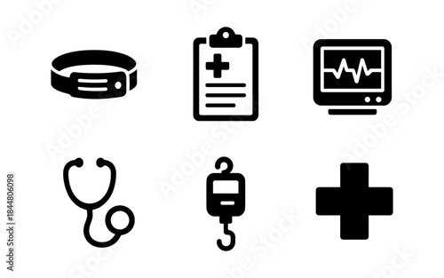 Medical icons set in black and white, perfect for healthcare design