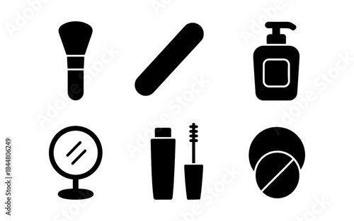 Minimalist beauty and skincare icons in a clean, modern design