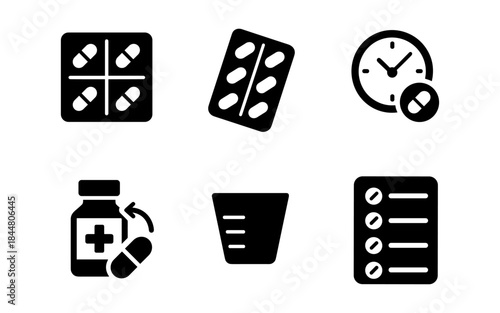 Medical icons set: pills, medicine, and healthcare symbols