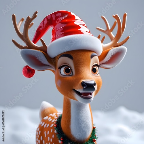 reindeer with santa hat