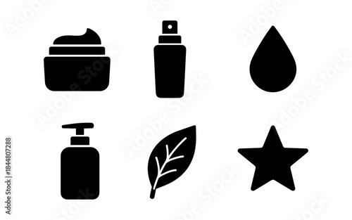 Minimalist skincare icons in black and white, perfect for beauty branding