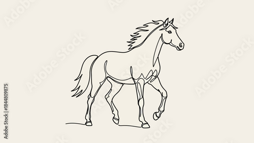 Minimalist Line Drawing of a Galloping Horse with Graceful Spirit and Elegant Motion
