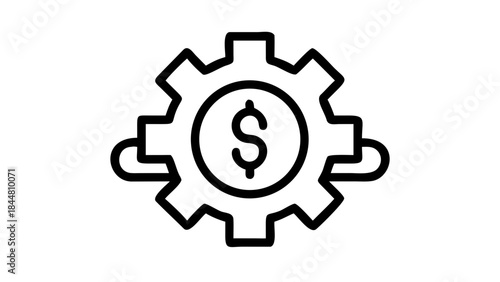 Gear with dollar sign inside representing financial success.