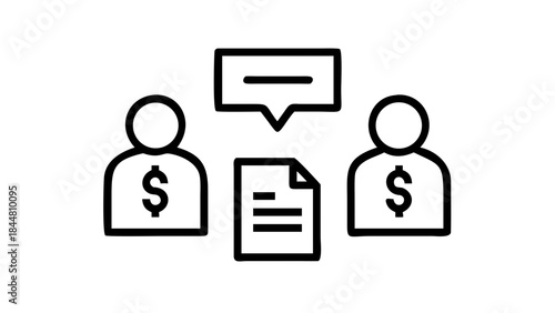 Business meeting with financial discussion and contract agreement.