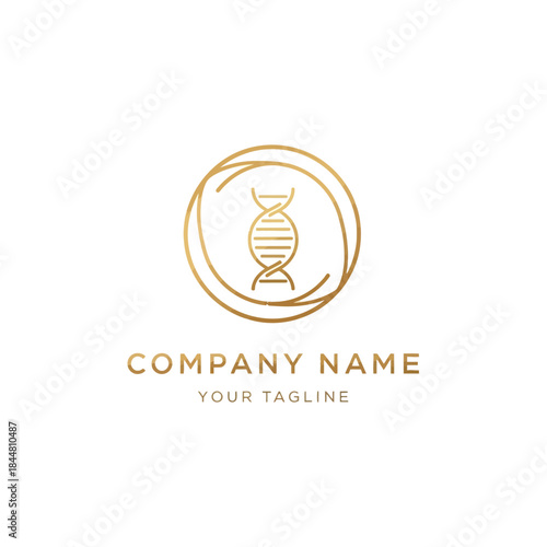 Golden DNA Helix Logo Design.