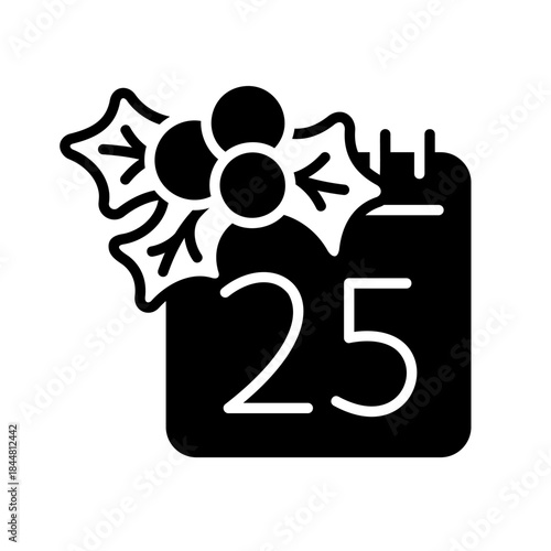 Christmas calendar with mistletoe vector icon