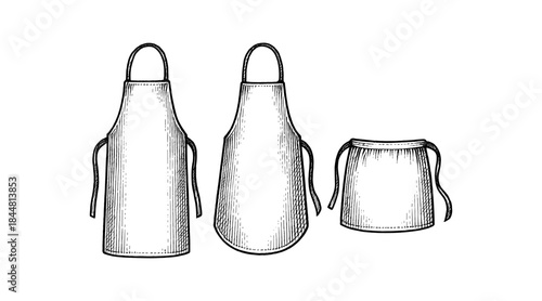 Line art illustration of aprons, perfect for culinary and crafting themes
