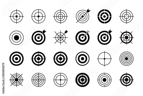 diverse target icons, representing accuracy, focus, and goal achievement in various designs