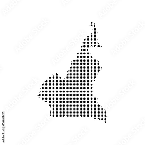 dotted halftone black silhouette of cameroon map isolated. cameroon country map for travel and presentation. cameroon halftones map vector illustration.  world maps circle. global map.