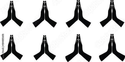 Abstract black shapes arranged in a grid resembling stylized mountain peaks