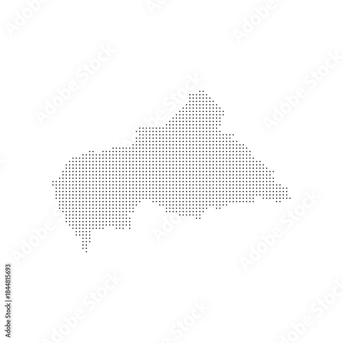 
dotted halftone black silhouette of central african republic map isolated. central african republic country map for travel and presentation. bangui halftones map vector illustration.