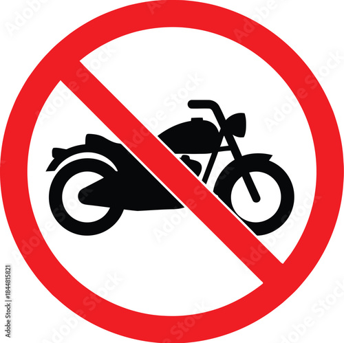 Prohibition sign depicting a motorcycle indicating no motorcycles allowed