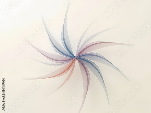 Dynamic abstract graphic illustration with elegant swirling colorful petal-like forms