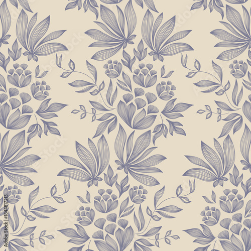 Canvas Print Vintage floral ethnic tapestry modern embroidery texture boho design vector illu