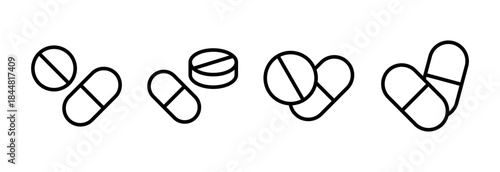 Pills icon vector illustration. capsule icon. Drug sign and symbol