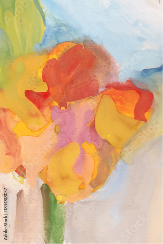 Abstract vertical colorful background with gouache paints strokes.